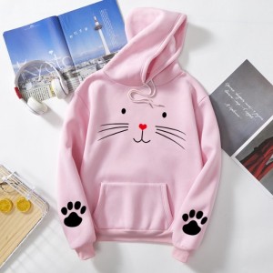 cute cat printed hoodies for Women's/Girls