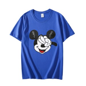 CUTE MICKEY DESIGN TAG Trendy Stylish Printed Amazing Blue T-shirts Round Neck Short Sleeves Casual T-shirts