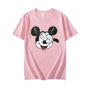 CUTE MICKEY DESIGN TAG Trendy Stylish Printed Amazing Cotton Pink T-shirts Round Neck Short Sleeves Casual T-shirts