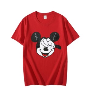 CUTE MICKEY DESIGN TAG Trendy Stylish Printed Amazing Red T-shirts Round Neck Short Sleeves Casual T-shirts