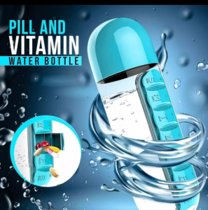 Daily Vitamin Pill Box Organizer with Water Bottle Pill Pro Medicine Weekly Storage Box