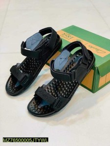 DBD New Party Wear Synthetic Leather Sandals For Men Color-BLACK