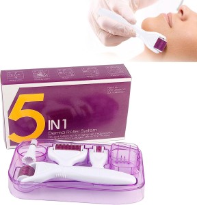 Derma Roller 5 in 1 Face - Derma Roller for Face, 5 in 1 Rollers for Scalp, Hair, Beard, Facial Skin Care for Men and Women