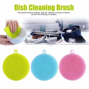 Dishwashing Scrubber Silicone Bowl Cleaning Brush Scouring Pad Pot Pan Wash Kitchen Cleaner