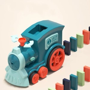 Domino Train Set - Automatic Domino Stacking Toy Domino Rally Electric Train for Boy and Girl