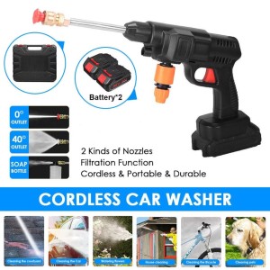 Double Battery Cordless Rechargeable Pressure Washer Wireless High Car Pressure Washer Portable Car Wash Car Cleaning Garden Hose Nozzle Sprinkler