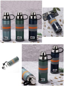 Double-Lid Warhead Vacuum Flask With Handle Double-Mouth Non-Slip Cup 304 Stainless Steel Vacuum Water Cup