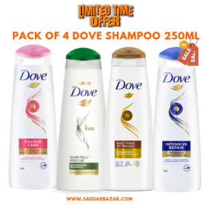 Dove Shampoo Pack Of 4 - Intensive Repair,Antifrizz,Color Care & Hair Fall Rescue - 250ML IMPORTED