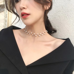 Elegant Pearl Choker Necklace Collar Necklaces Women Wedding Party Clavicle Chain