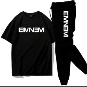 EMNEM printed Black t shirt & Black trouser Tracksuit