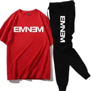 EMNEM printed Red t shirt & Black trouser Tracksuit