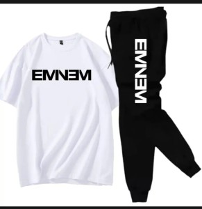 EMNEM printed White t shirt & Black trouser Tracksuit