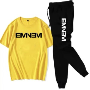 EMNEM printed Yellow t shirt & Black trouser Tracksuit