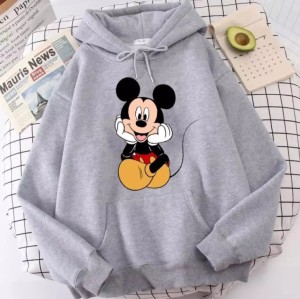 Favourite Character Mickeymouse Printed Pullover Grey Hood