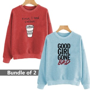 First i made coffee Printed Winter Season Pack of 2 Pullover Sweatshirts for Women's/Girls.