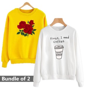 First I Need Cofee printed pack of 2 sweatshirts for Women's/Girls