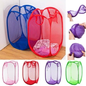 Foldable Laundry Bag Home Cloth Storage Mesh Washing Basket Bin Hamper