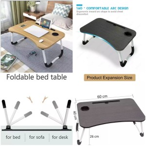 Folding Laptop Table With Tablet And Phone Slot Portable Lap Desk