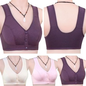 Front Button Comfortable Gather Bra Breathable Thin Section Soft Women Bra