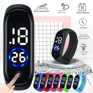 Functional Digital LED Silicone Strap Kids Watches - Black