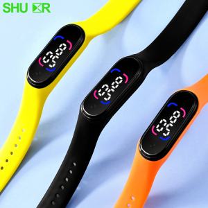 Pack of 2 - Functional Digital LED Silicone Strap Kids Watches - Black