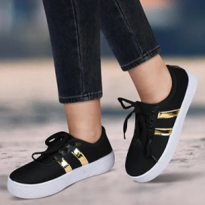 Girls sneakers black golden