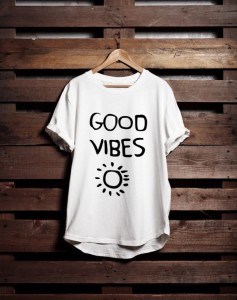 Good Vibes Printed Cotton White T Shirt For Summer Collection