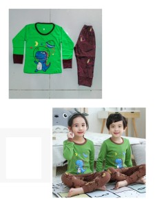 Green Printed Kids Night Suit