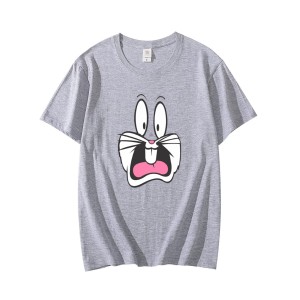 Grey Bugs Bunny Printed Half Sleeves O Neck T Shirt