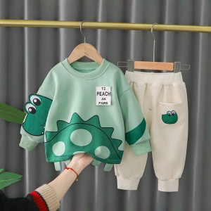 Green Crocodile  Print Winter Sweatshirt With Trouser For Kids By Hk Outfits