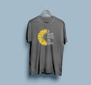 Grey T Shirt for Women n Girls Summer collection in stylish New SUNFLOWER printed round neck half sleeves T shirt