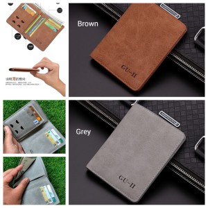 GU-II Male Short Thin Man Purse Wallet Retro Student Cross Vertical Leather Purse Young Men's Personality Tide