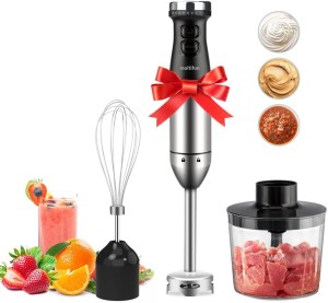Hand Blender, multifun Smart Stick 9 Speed and Turbo Mode, 3-in-1 Immersion Blender with Heavy Duty Copper Motor, Titanium Steel Blades, Comfy Grip Ha