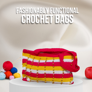 Handcrafted Crochet Bags Showcasing Artful Line Patterns : Fashionable Handmade Crochet Bags for Women