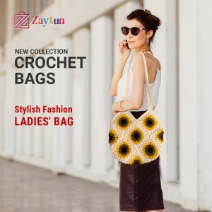 Handmade Crochet Bag For Women, Sunflower Granny Squares Handbag For Women, Ladies Crochet Handbag
