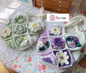 Handmade Crochet Bags with Artful Flower Patterns for Women : Crochet Bags Featuring Elegant  Flower Motifs