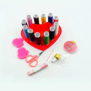 Heart Shaped Sewing Kits Box with Color Needle Threads Scissor Pin Hand Work Sewing Box Handwork Sewing Accessories