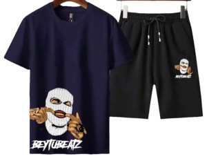 New tracksuit Gangster Beytubeatz Printed In BLACK Color Cotton Half Sleeves O Neck Short & Tshirt Summer Wear For Men & Boys