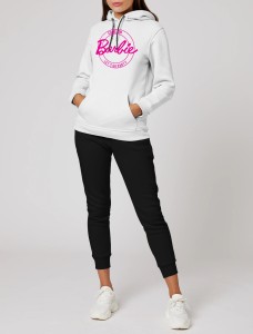 Come ON Barbie Let's Go Party Printed Tracksuit With White Hoodie and Trouser For Women