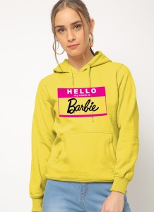 Hello My Name Is Barbie Pullover Yellow Hoodie for women And Girls