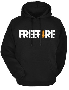 Hoodie For Men Black Free Fire Printed Fleece winter hoodie pullover