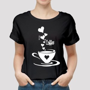 I Love Coffee Printed Black T shirt New Summer Arrival Half Sleeves T shirt