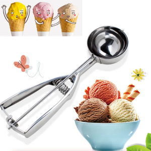Ice Cream Scoop Mechanical Cookie Scoop Stainless Steel  Anti-Freeze Ball Spoon