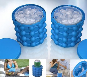 Ice Cube Maker Genie silicone, Ice bucket The Revolutionary Space Saving Ice Cube Maker
