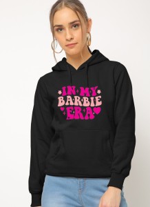 In My Barbie Era Printed Pullover Black Hoodie For Women and Girls