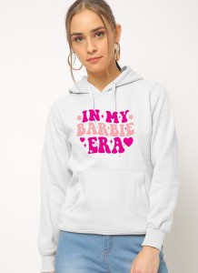 In My Barbie Era Printed Pullover White Hoodie For Women and Girls