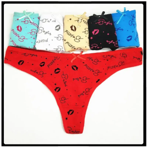 Pack of 3 Printed Seamless Cotton Thong Panties