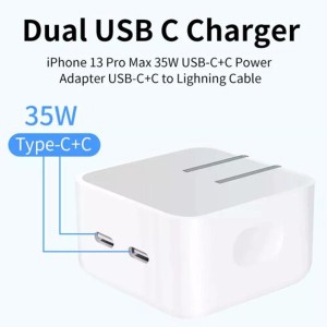Iphone 35W Fast Charger Daul USB C+C Original Power Adopter PD Fast Charging USB-C Power Adapter Travel Phone Charger For iPhone 14 Pro Max 13 Pro Max