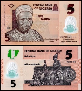 Nigeria 5 Naira Banknote 2021 P-38l UNC Polymer- Hobby Currency Collection
