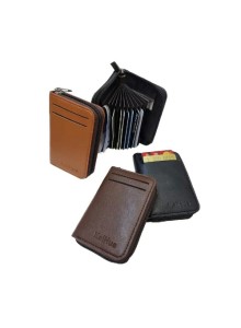 KaiHua PU Leather Men Card Holder Zipper Wallet With 13 Card Slots Casual Blocking Cards Bag